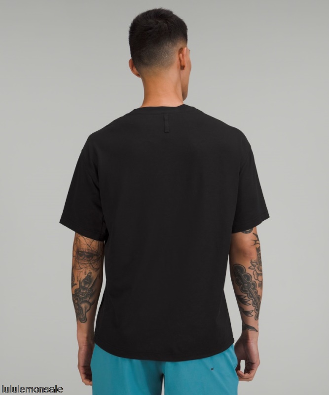 Lululemon Deutschland DELULU814 | Lululemon Deutschland Schwarzes Kurzarm-Trainingsshirt Mit Entspannter Passform